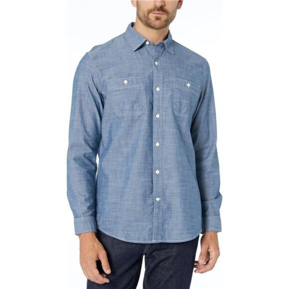 Men's Regular-Fit Long-Sleeve Chambray Shirt - Picture 1 of 5